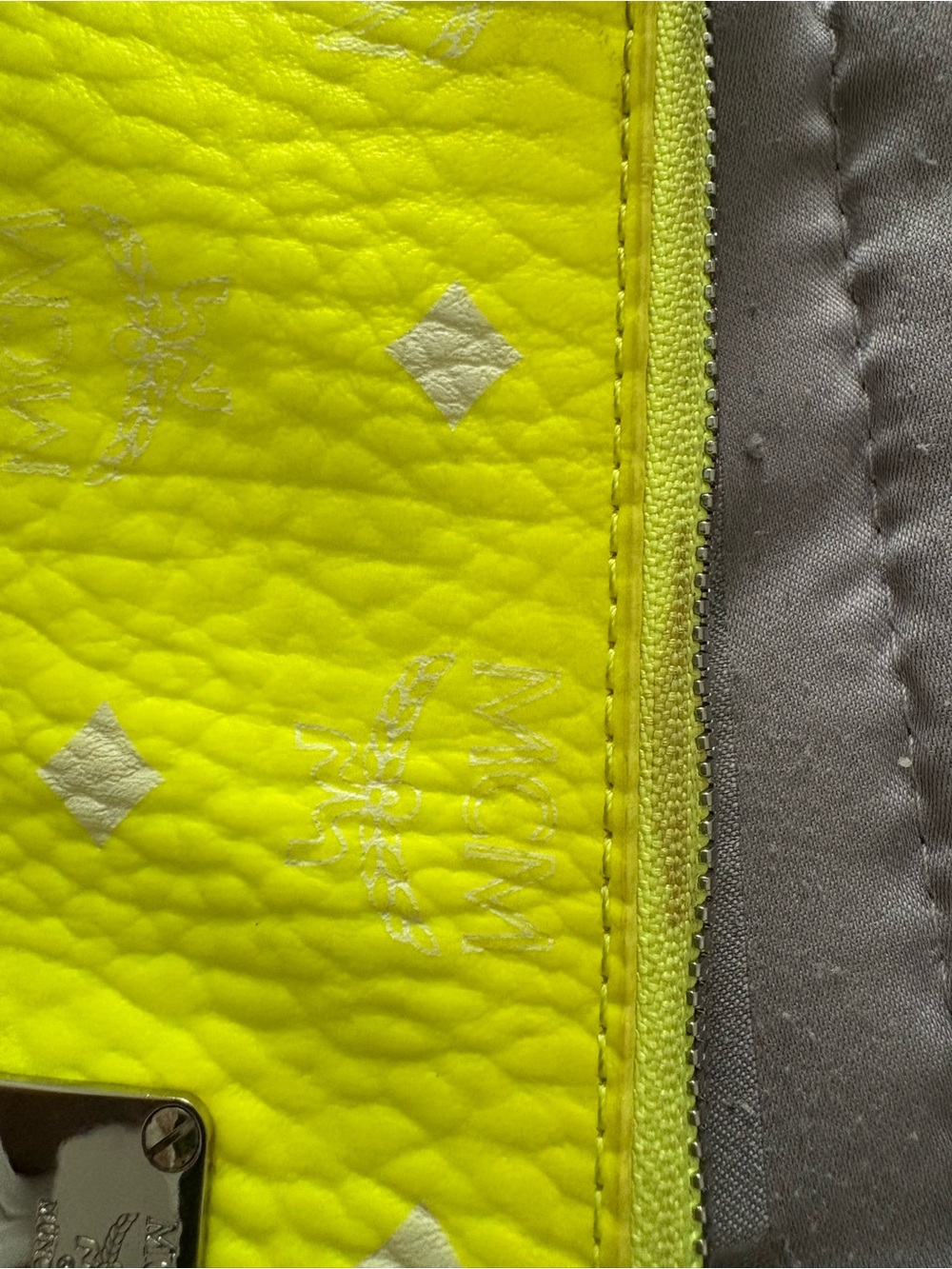 MCM Neon Yellow Leather Wristlet Clutch - Picture 4 of 5
